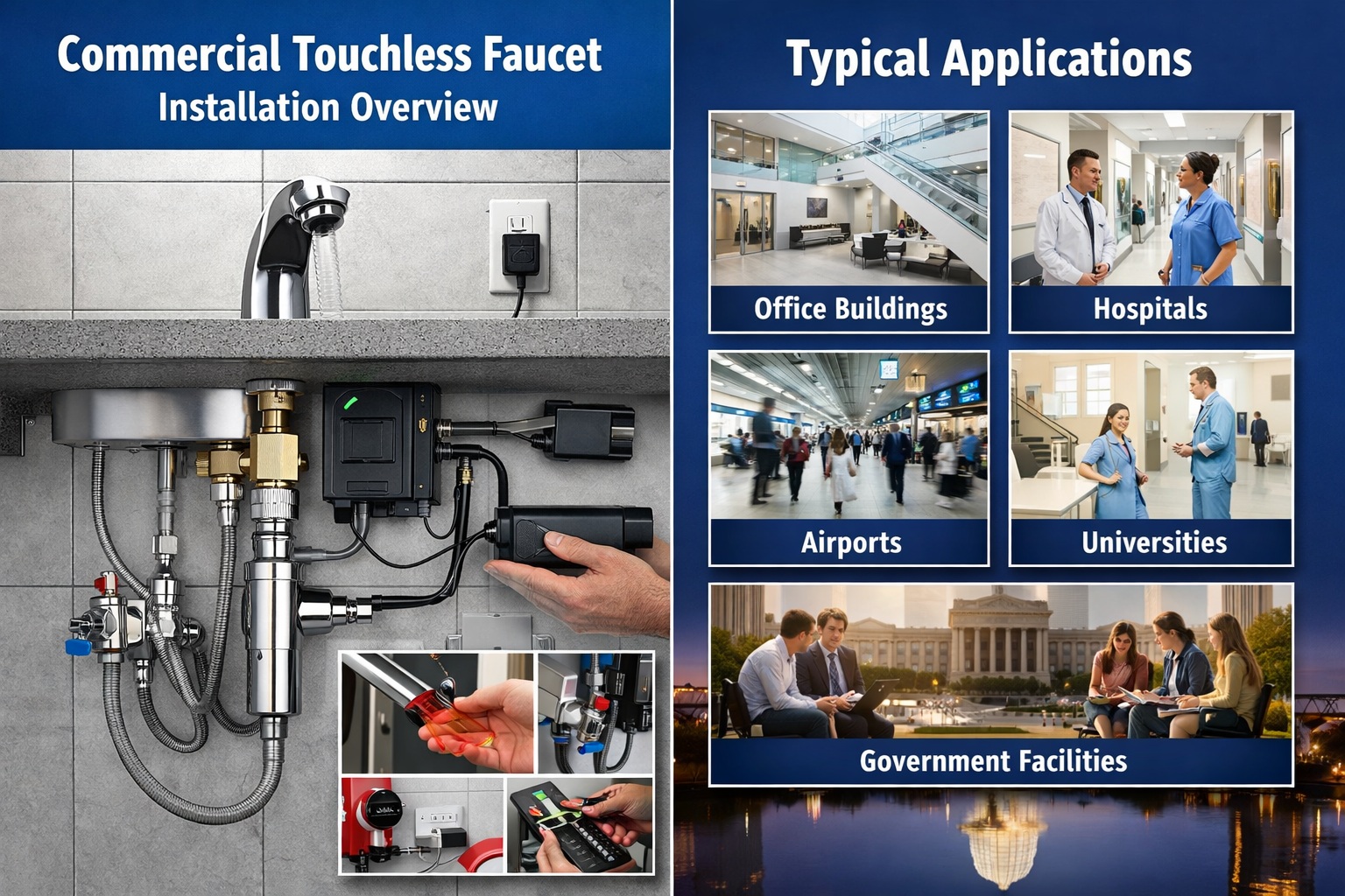 Commercial touchless faucet installation overview